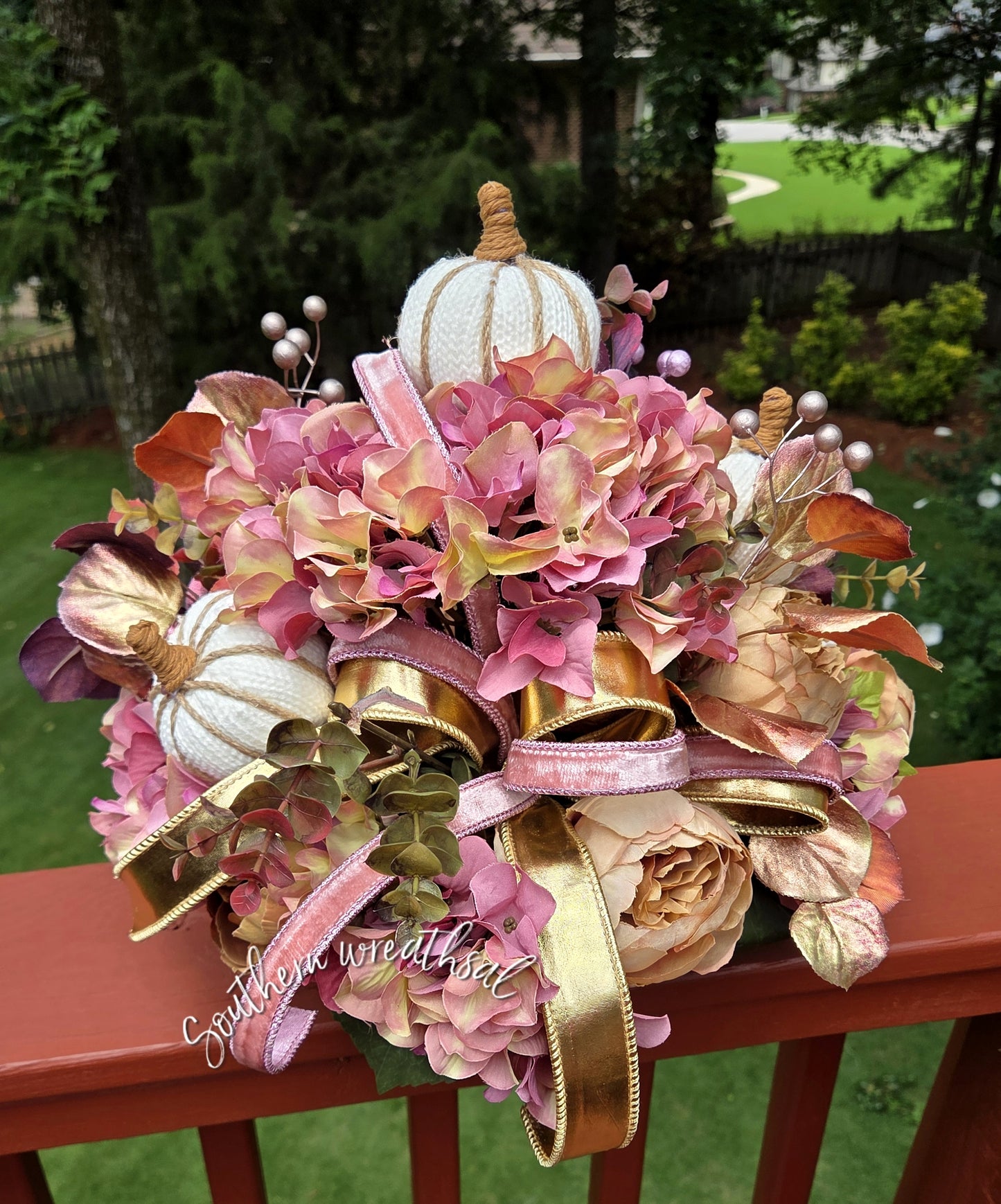 Fall Mauve Hydrangea Peony Table Centerpiece