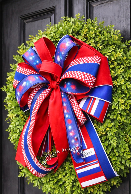 Patriotic Deluxe Wreath Bow / Fireworks Decor