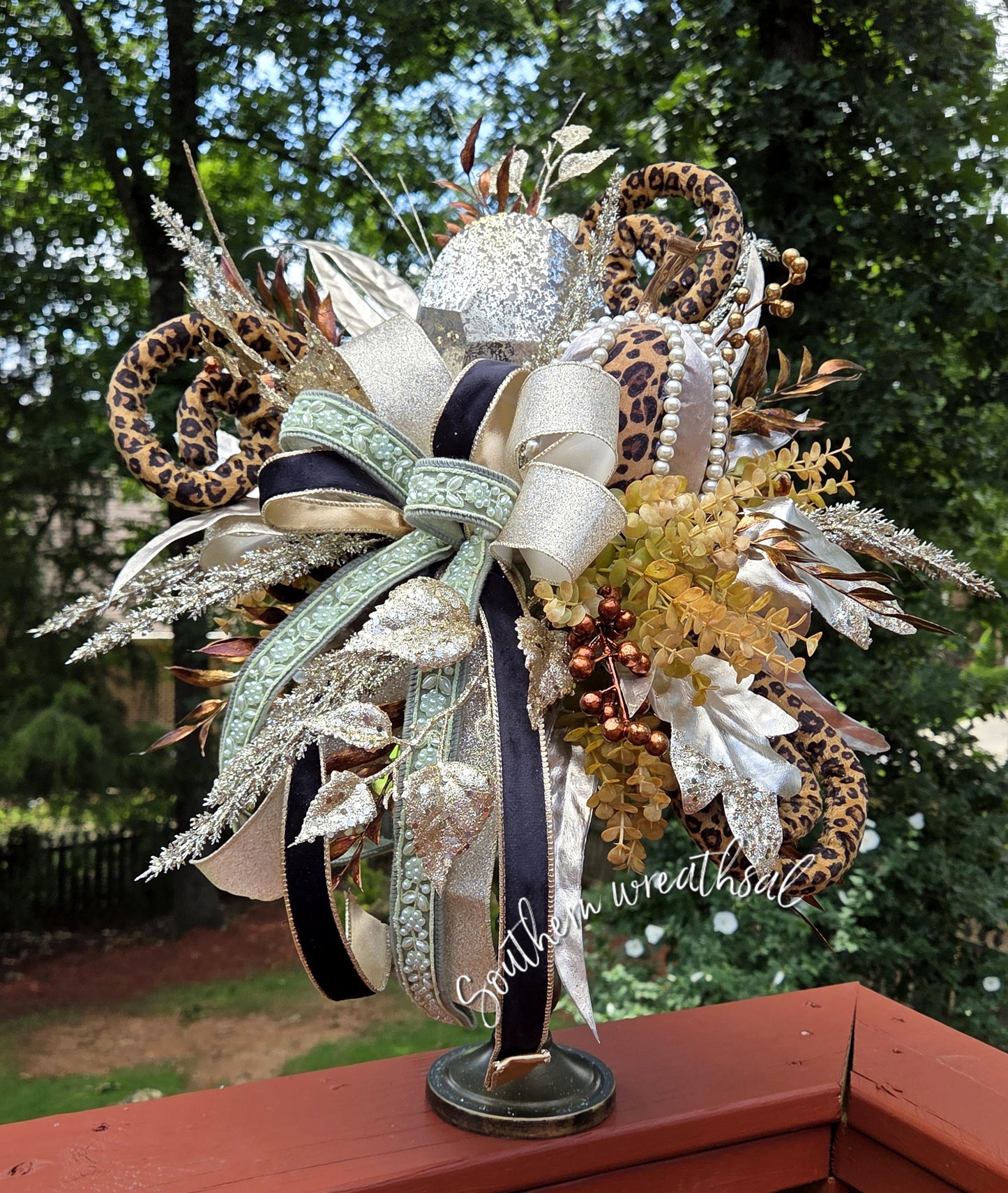 Elegant  Cheetah & Jewel Fall Pumpkin Arrangement