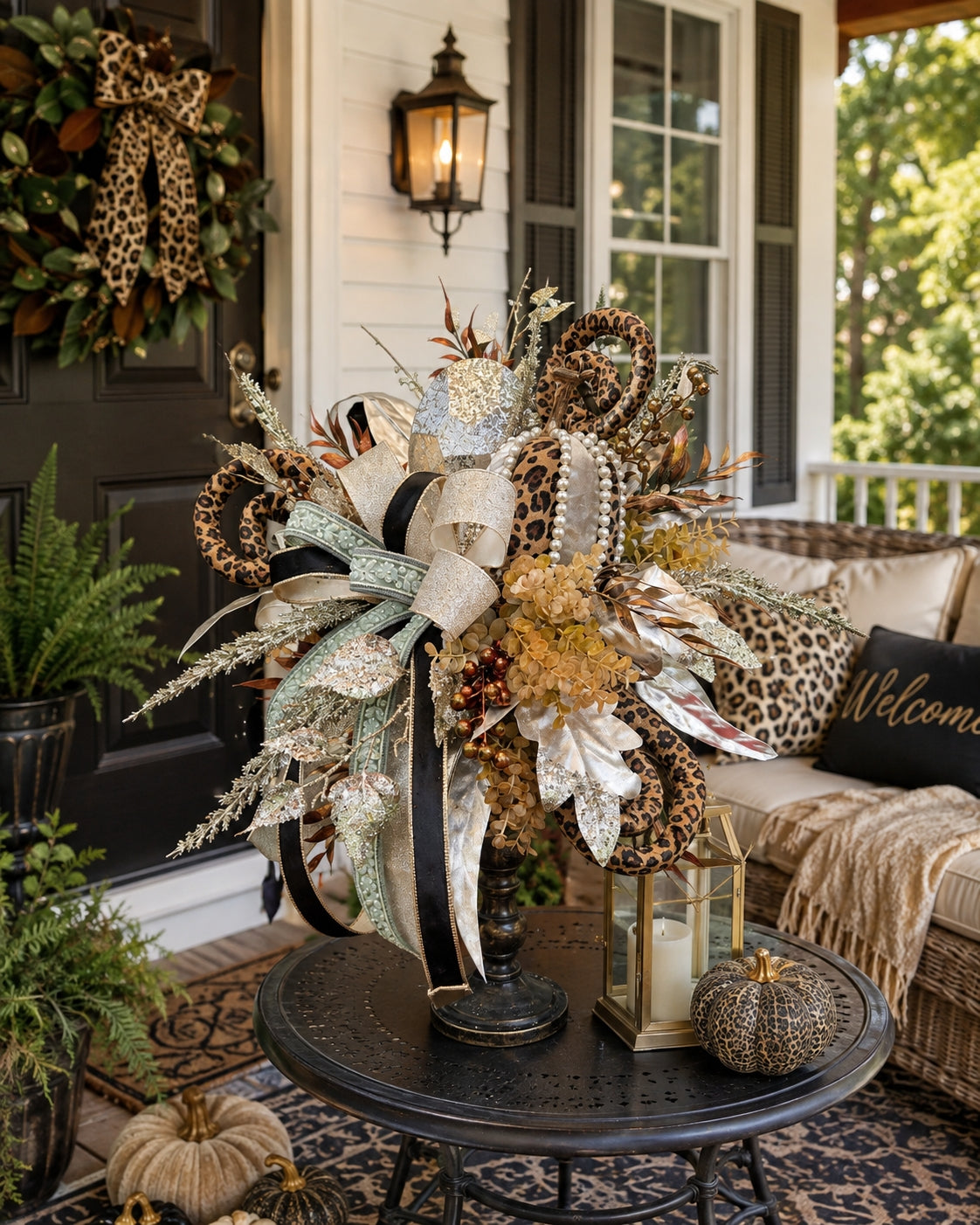Elegant  Cheetah & Jewel Fall Pumpkin Arrangement