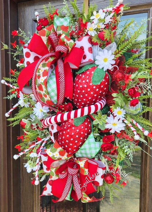 Deluxe Double Strawberry Summer Door Wreath