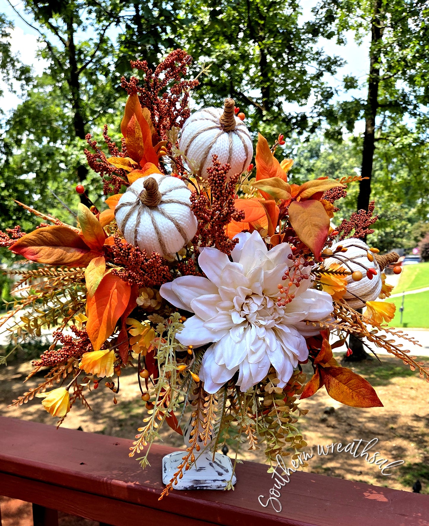 Elegant Fall Dahlia Centerpiece,Luxury Thanksgiving Table Decor