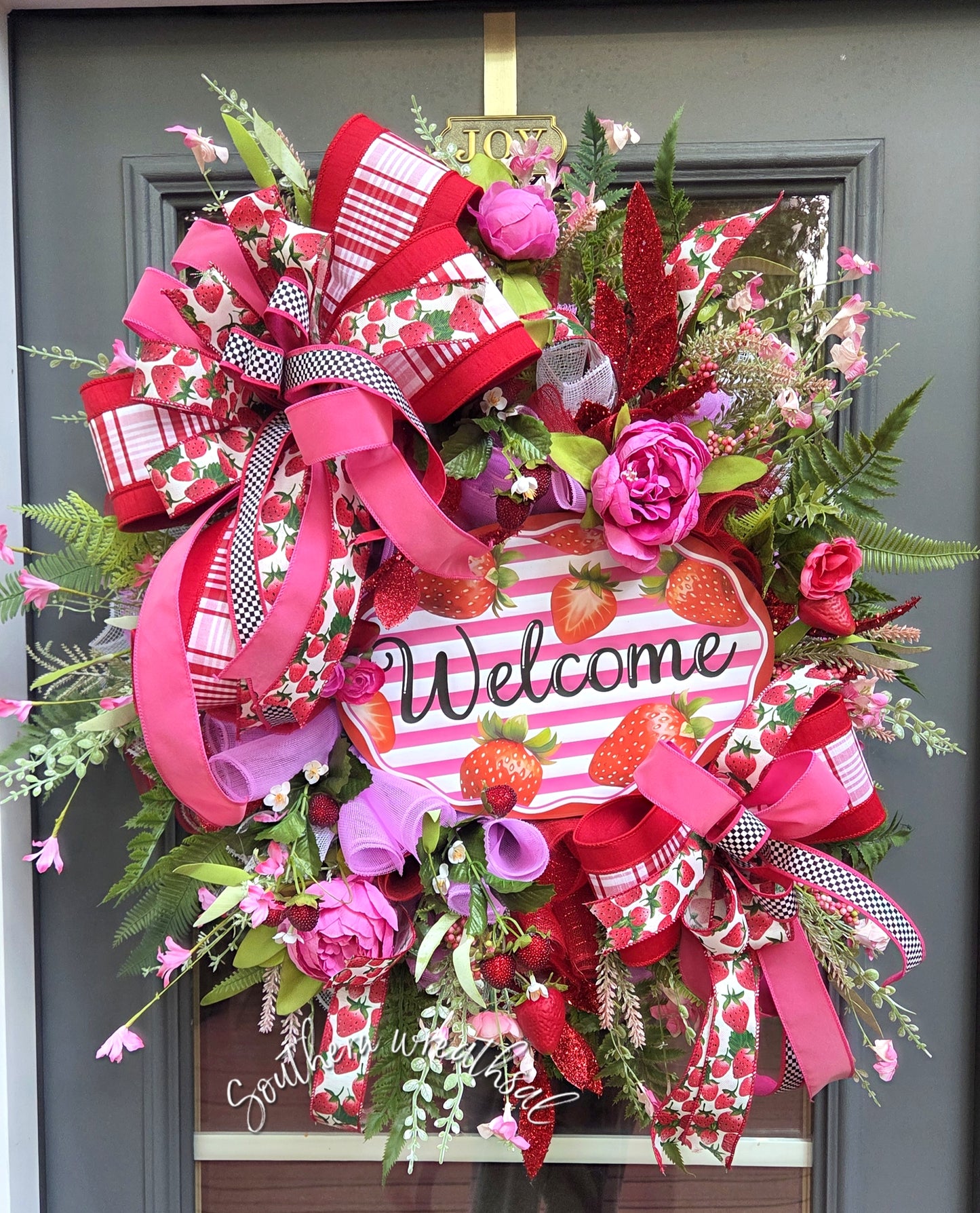 Summer Red Strawberry Welcome Door Wreath