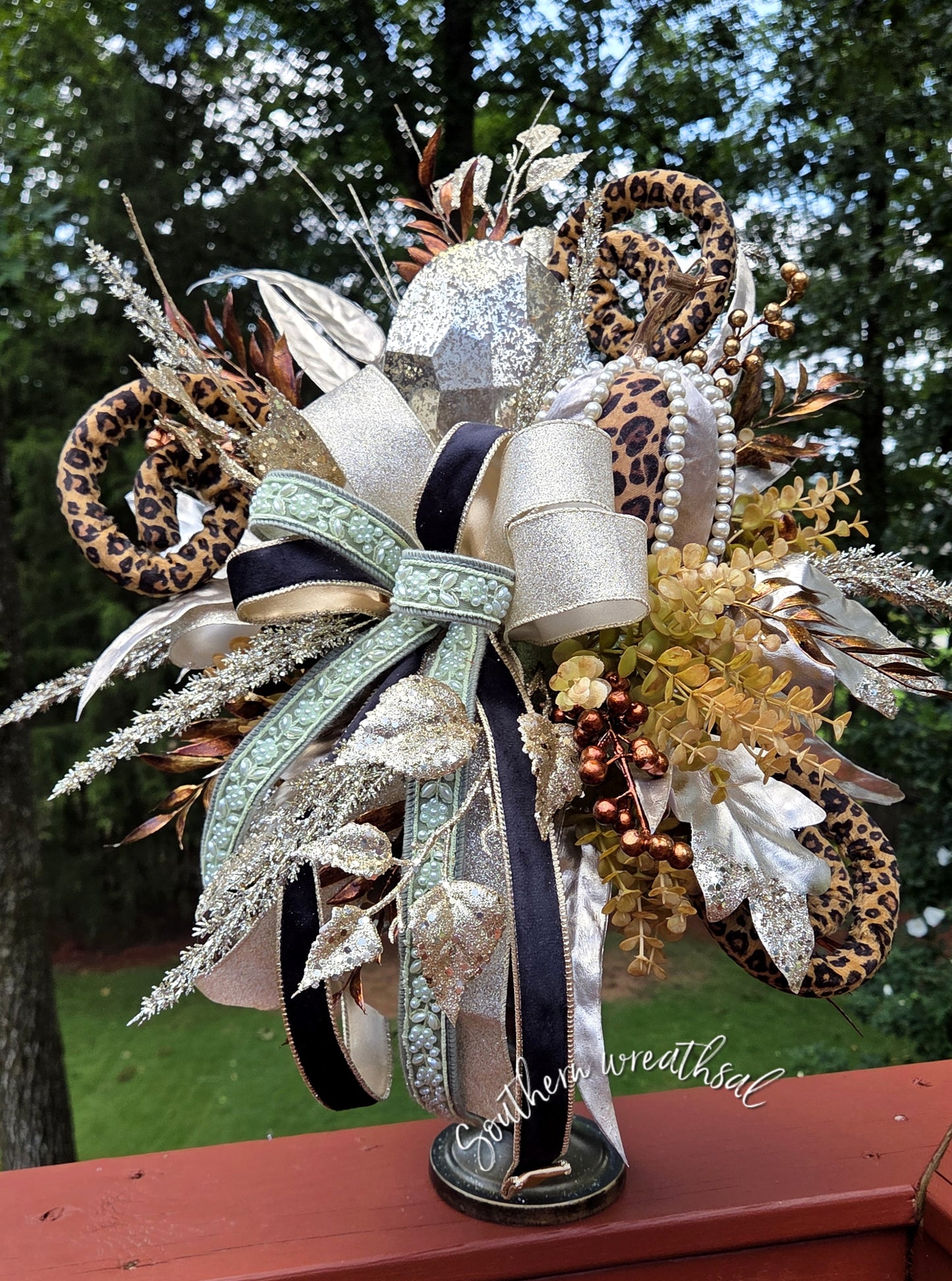 Elegant  Cheetah & Jewel Fall Pumpkin Arrangement