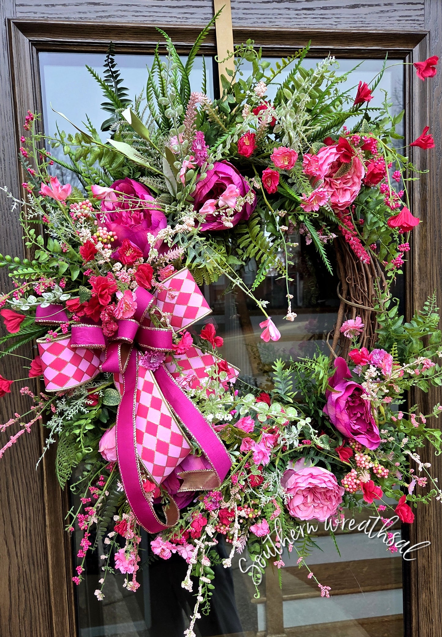 Spring Pink Peony Grapevine Wreath