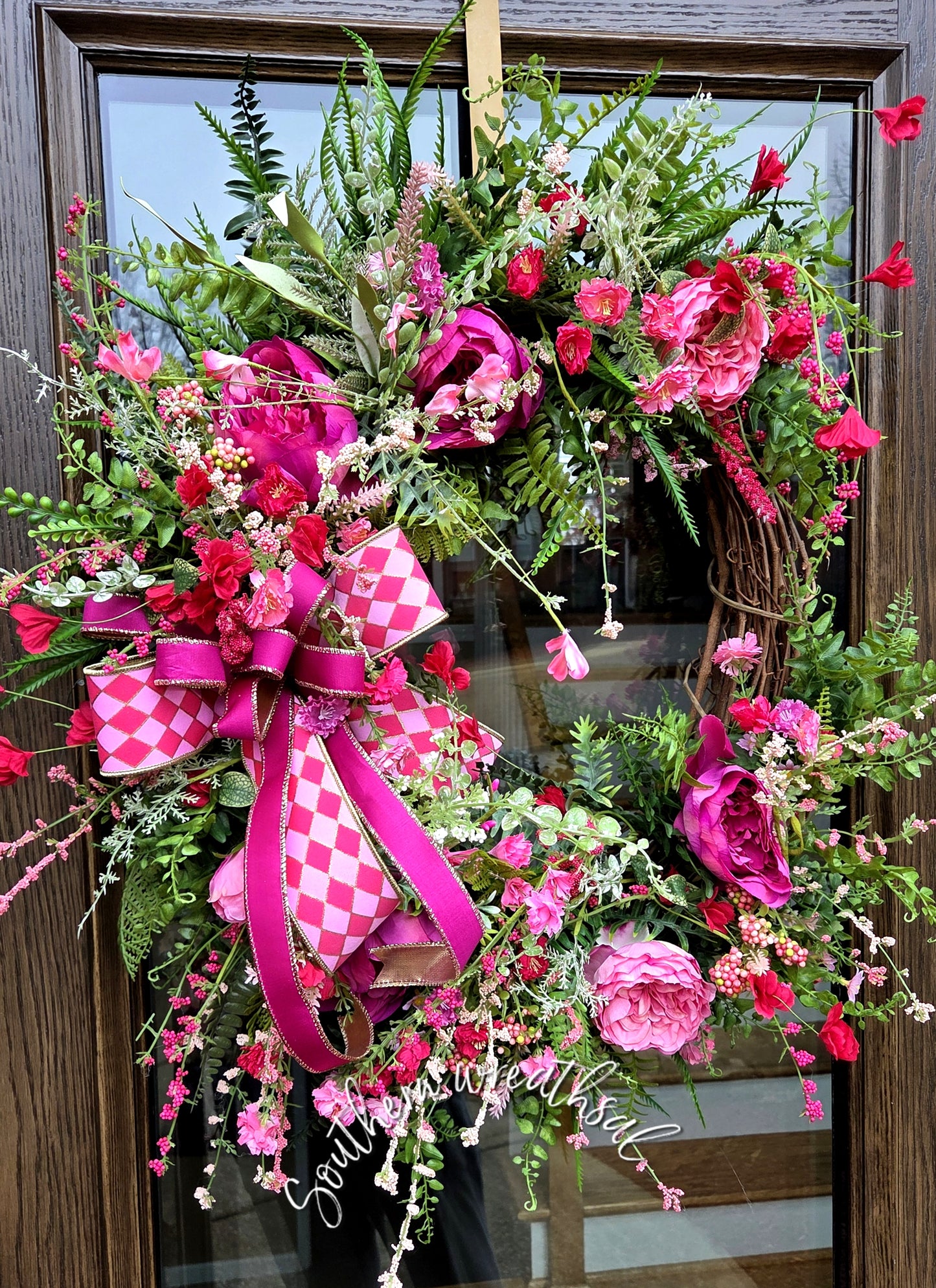 Spring Pink Peony Grapevine Wreath