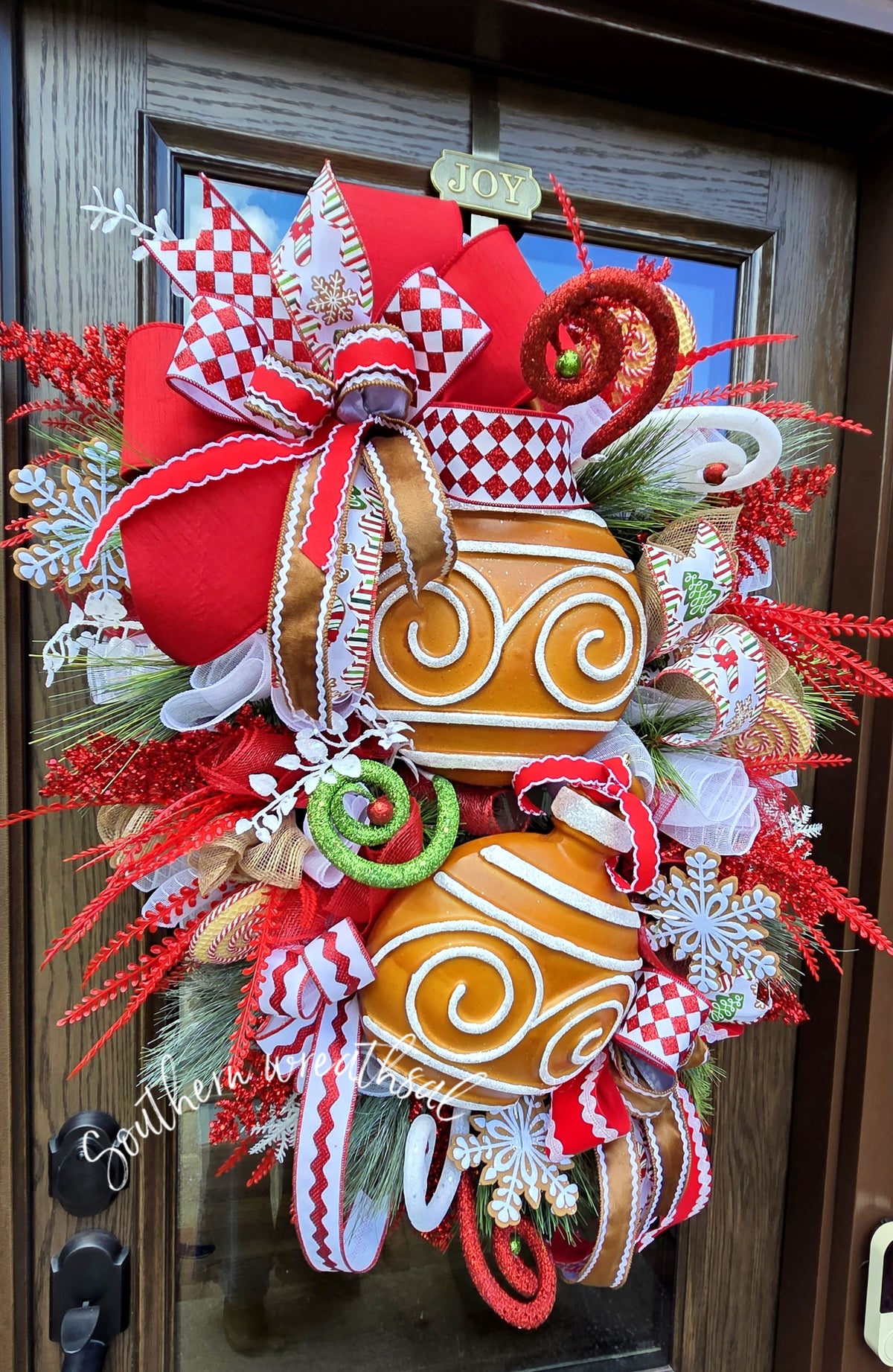 Large Whimsical Gingerbread Ornament Christmas Door Wreath